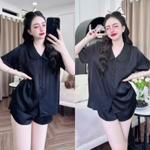 Đồ Ngủ Pijama Lụa HEUN YOUNG Bộ Đồ Pijama Cổ Gợn Tay Ngắn Quần Đùi Lụa Latin Mềm Mịn Cao Cấp 40-62kg