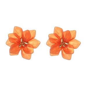 SKJK Hyperbole Holiday Party Creative Design Acrylic Resin Big Flower Shape Gifts For Women Girls Fashion Orange White Green Color Drop Earrings Jewelry Accessories Studs Earrings