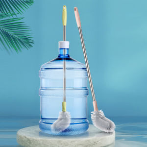 Long Bottle Bucket Brush Cleaner Special Cleaning Brush for Water Station Nylon Bristles Stainless Steel Handle Bendable Brush Head Fine Thread