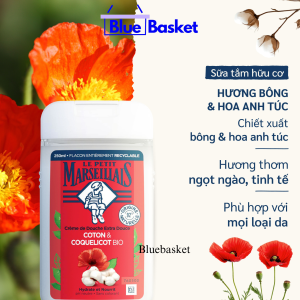 Sữa Tắm Hữu Cơ 92% Le Petit Marseillais Pháp 250ml Chiết Xuất Hương Bông & Hoa Anh Túc Giúp Làm Sach Nuôi Dưỡng Làn Da