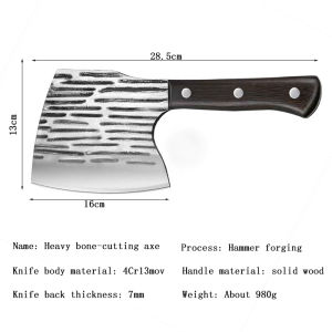 Bone Chopping Axe Knife Stainless Steel Bone Chopping Knife Pisau Kapak Potong Tulang Daging Kitchen Bone Chopper Knife Heavy Duty