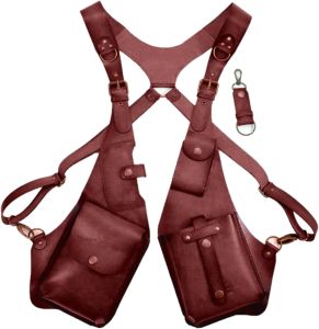 Premium Leather Adjustable Shoulder Bag with Anti-Pickpocket HarnessDouble Shoulder Armpit Bag for Men Women