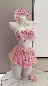 Áo ngủ ngọt ngào quyến rũ kiểu Nhật họa tiết trái tim cosplay Bộ đồ gợi cảm hở hò táo bạo đáng yêu dành cho người ngực nhỏ