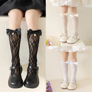 Mùa hè ngọt ngào Bowknot tất ren cho trẻ em phong cách và thoáng khí dưới đầu gối vớ Stackable vớ cho bé gái