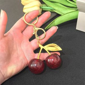 Creative Cherry Shaped Keychain Handbag Ornament 3D Fruit Pendant Keyring