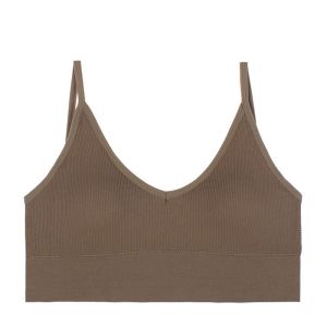 เสื้อชั้นในผู็หญิง สปอร์ตบรา สายเดี่ยว B012 ผ้าร่อง เเบบสวม เว้าหลัง  ผ้านิ่มยืด ชุดชั้นใน สวมใส่สบาย