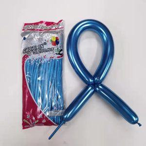 DINOSO Balon Latex Twist Pentil Chrome Balon Panjang Cacing balon bentuk Double Metalik isi 100 pcs