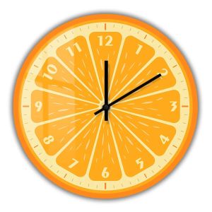 FFBH Orange Slice Printed Wall Clock For Kitchen Dinning Room Kawai Fruit Citrus Home Decor Wall Art Silent Clock Housewarming Gift R3K9L