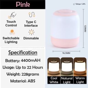 Touch Sensor LED Night Light Lamp / Dimmer Control Switchable Lighting / Long Lasting Battery / USB Type C Charging / Ship from Singapore