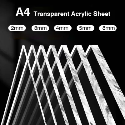 A4 Transparent Acrylic Sheet 210x297mm (2mm 3mm 4mm 5mm 8mm) Clear Perspex Board