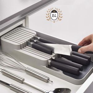Kitchen Drawer 2-Tier Knife Holder Knife Organizer Tray Storage Compartment Penyimpan Pisau