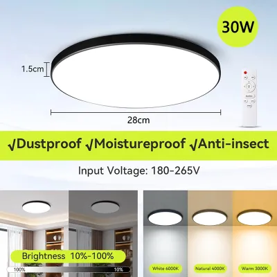 CANMEIJIA 3 Color Led Remote Control Ceiling Lamp Ultra Thin 24w 30w 36w 40w 50w Modern Panel Tricolor Ceiling Lights For Living Room Bedroom Kitchen Indoor Lighting 5 Year Warranty