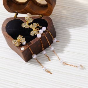 Fashionable Ring Gift s925银针时尚气质百搭耳饰轻奢高级感耳坠小众设计蝴蝶结流苏耳环