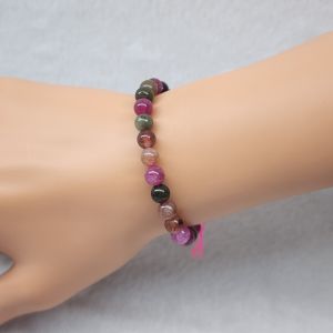 551#天然彩碧玺水晶手链 Natural Colourful Tourmaline Crystal Bracelet (平衡 Balance财富 Wealth 健康 Health) 碧玺 Tourmaline