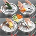 Bộ thau rổ inox 304 kèm nạo bào rau củ quả đa năng cao cấp 3 in 1, dễ dàng vệ sinh, siêu bền, tiện dụng cho nhà bếp. 