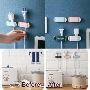 Strong Adhesive Seamless Power Plug Hook Holder Power Cord Plug Wall Sticker Electrical Wire Plug Thread Holder