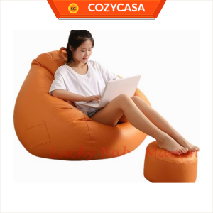 K1 Waterproof Tech Cloth Beanbag Sofa Seat Cushion with Footrest