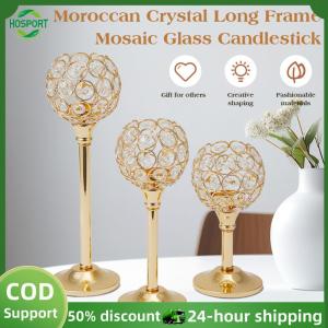【HOSPORT】3pcs Metal Crystal Bowl Candelabras Gold Candle Holders Crystal Candlestick Holders for Dining Table Wedding Decor【1-3 days delivery】