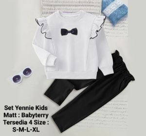 Pakaian Anak Perempuan Model Kerutan kekinian Terbaru Lengan Panjang/Set Yennie Kids 4 Ukuran S-XL