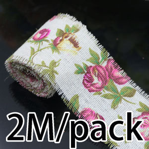 (2 Meters/pack) 5cm Rose Printed Woven Ribbon Home Sewing Lace Patch Material Gift Tie Clothing Wedding and Holiday Decoration