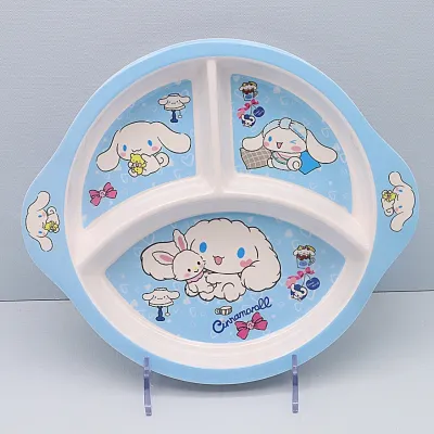 จานหลุมเด็ก จานข้าวเด็ก ลายการ์ตูน sanrio 3 ช่อง แบบวงกลม🐻
