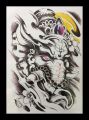 แทททูขนาดเต็มหลังลายพระพิฆเนศ Tattoo Sticker สติ๊กเกอร์รอยสักชั่วคราว กันน้ำได้ ขนาด 34x48.5 ซม.. 