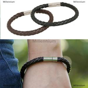 [COD] Millennium Phụ Nữ Người Đàn Ông Da Đen Quyến Rũ Dây Đeo Cổ Tay Thép Không Gỉ Từ Clasp Vòng Đeo Tay