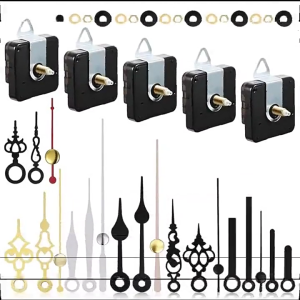 Precisions 5Pcs Quiet Clock Movement Set Plastic Mechanism with Different Pairs of Hands for Smooth Timekeeping Repair