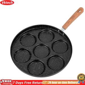 【Ready】【Vktech】 7 Holes Mini Pancake Maker Easy To Clean Non Stick Fried Eggs Cooking Pan for Home Kitchen Cookware Household Tool