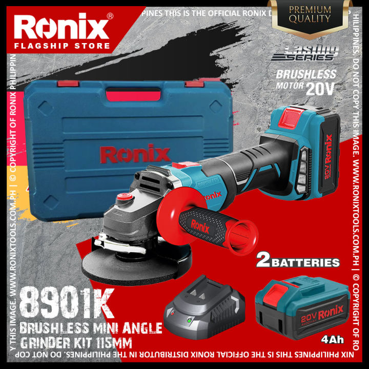 RONIX Ronix 8901K Brushless Mini Angle Grinder Kit with 2PCS Li-ion Batteries