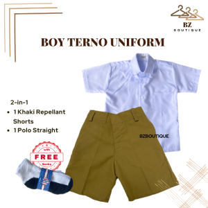 Terno Polo & Khaki Repellant Shorts School Uniform for Boys Elementary | BZ Boutique