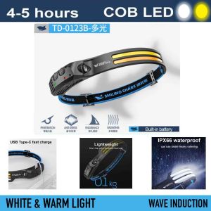 Smiling Shark Headlamp (TD 0123A) Rechargeable 230° Wide Beam Head Lamp LED with Motion Sensor Camping Accessories Gear Waterproof Head Light (Ready Stock) 🇸🇬