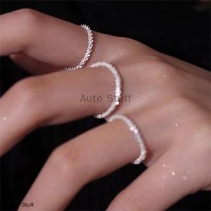 [COD] Auto Stuff แหวนเงินมันวาวสุดชิคแบบมินิมอลสำหรับผู้หญิงแหวนปรับได้เครื่องประดับแฟชั่นชั้นดีของขวัญงานแต่งงาน