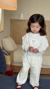 Girls Polka Dot Sweatshirt Set Childrens Clothing Spring 2026 Korean-style childrens clothing two-piece set for little babies