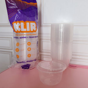Thinwall mangkok 300ml / Thinwall bulat / bowl KLIR / Tempat makan plastik / bulat / tempat makan bulat plastik bening KLIR - ANTI BOCOR - ANTI PECAH isi 25pcs /  tempat makan anti jamur