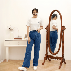 Onetta - JAYDEN Straight Jeans - Celana Loose Jeans High Waist  Wanita Basic Casual