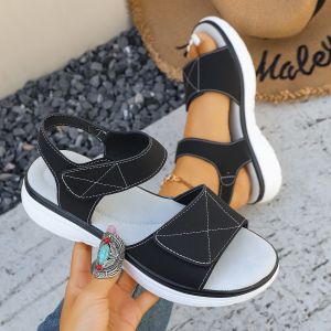 [Free Shipping] Wedge Heel Plus Size Low Heel Sandals 2026 Summer New Style Shoes Roman Beach One-Strap WomenS Sandals