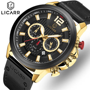 LICARR Men Watch Date Week Sport Mens Watches Top Brand Luxury Military Army Business Leather Quartz Male Clock