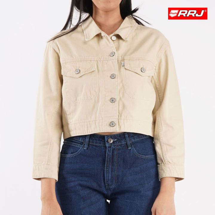 Ladies cream hot sale denim jacket