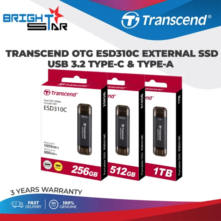 TRANSCEND ESD310C OTG Portable SSD (256GB, 512GB, 1TB, 2TB)