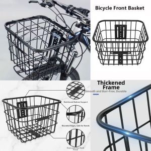 PLLEWY Easy To Install Bicycle Rear Basket Fixed Durable Metal Bike Rear Basket High Quality Adjustable Mountain Bike Basket Childrens Folding Bike Accessories