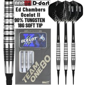 ONE80 SOFT TIP DART - 18G ED CHAMBERS OCELOT 2 90% TUNGSTEN SOFT TIP DARTS (ARROW DART LEMBUT)