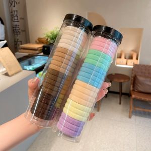 (DEAL) Set hộp 20 cái dây chun buộc tóc nhiều màu Dây thun buộc tóc trơn kèm ống đựng trong suốt thun cột tóc nữ dây thun cột tóc nữ bé gái