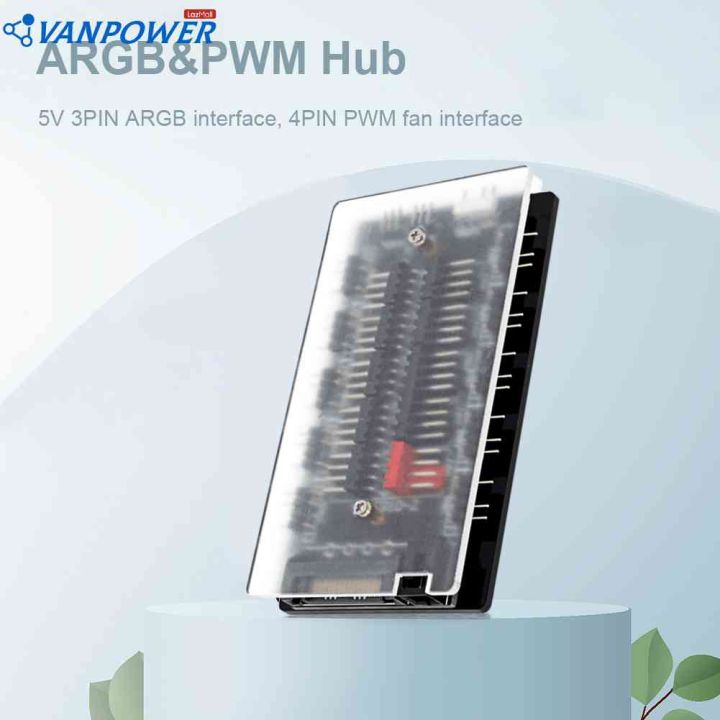 10-in-1 ARGB Cable Splitter Hub Temperature Control ARGB PWM Hub ...