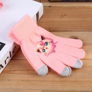 ZEEMIN Halloween Christmas Pokemon Pikachu Full Finger Knitted Gloves Gloves Outdoor Cycling Glove Touch Screen Warm Solid Color Thick Cute Girl Boy Gifts