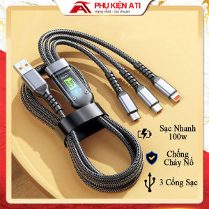 Dây Cáp Sạc Nhanh 100w micro usb type c 3 Trong 1 6a