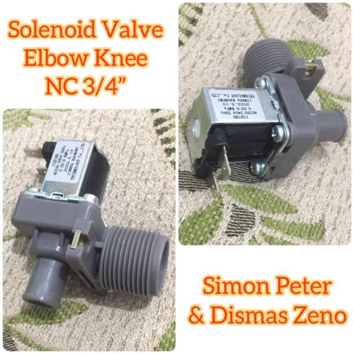 Elbow Knee Solenoid Selenoid Valve 220v 220 volt 3/4” 0.75 inch Kran Air Elektrik  utk Hidroponik RO Mesin Cuci dll