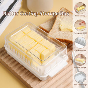 Plastic Butter Dish with Dividable Lid Quantitative Cutting Butter Dish Butter Airtight Preservation Container Box Butter Dish for Refrigerator