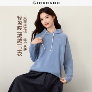 GIORDANO Women Hoodies Polar Fleece Seam Detail Hoodies Raglan Sleeve Relaxed Fit Fashionable Casual Hoodies 13326651
