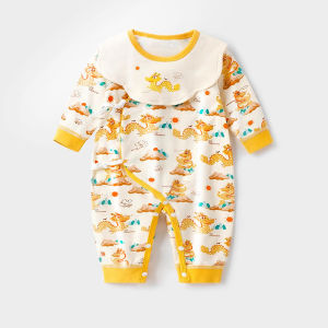 Dragon Phoenix Baby Romper 100% Cotton Chinese New Year Outfit New Chinese Style National Trend Red Oriental Culture Safe & Healthy.